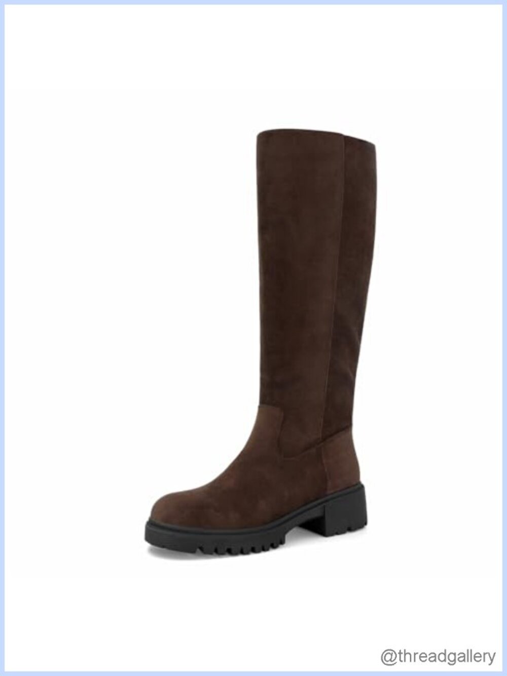 Women's Round Toe Chunky Heel Knee High Boots Faux Leather Side Zipper